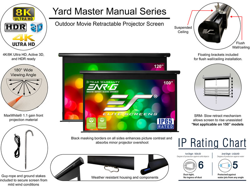 Elite outdoor pull down screen